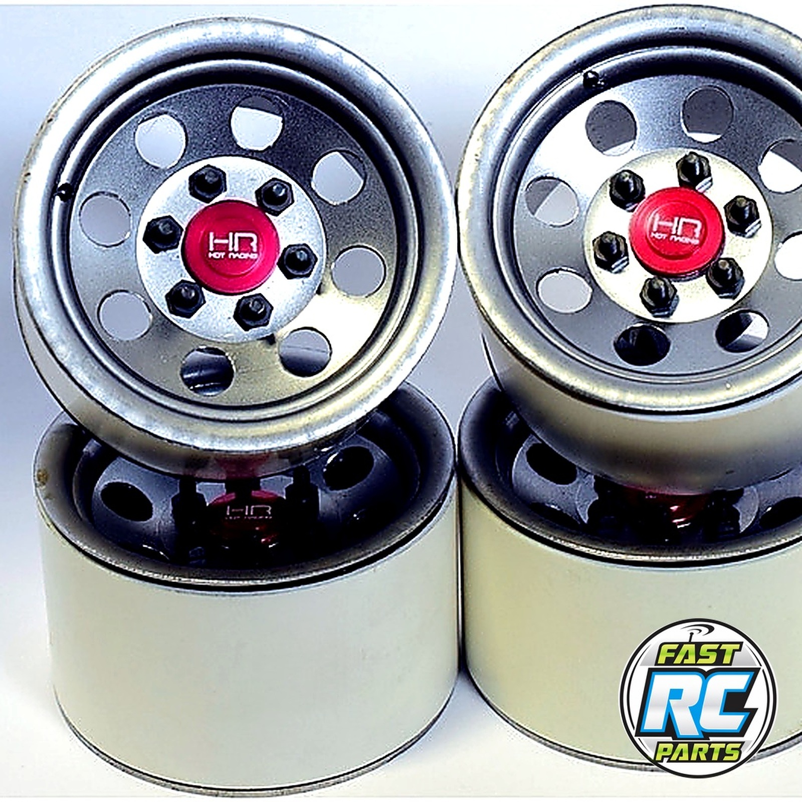Raw Steel 2.2 Beadlock 6-Lug 8-Hole Wheels 12mm Hex (4)