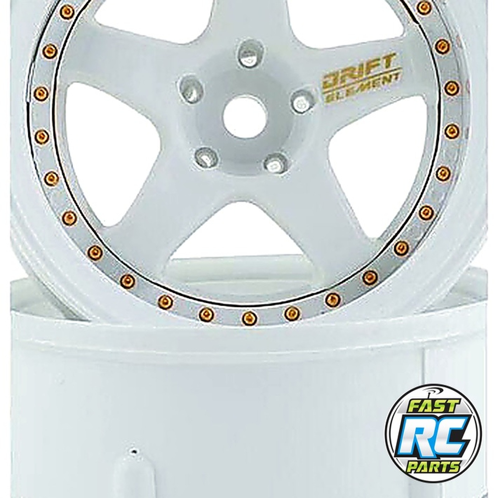Drift Element 5 Spoke Drift Wheels (Triple White w/Gold Rivets)
