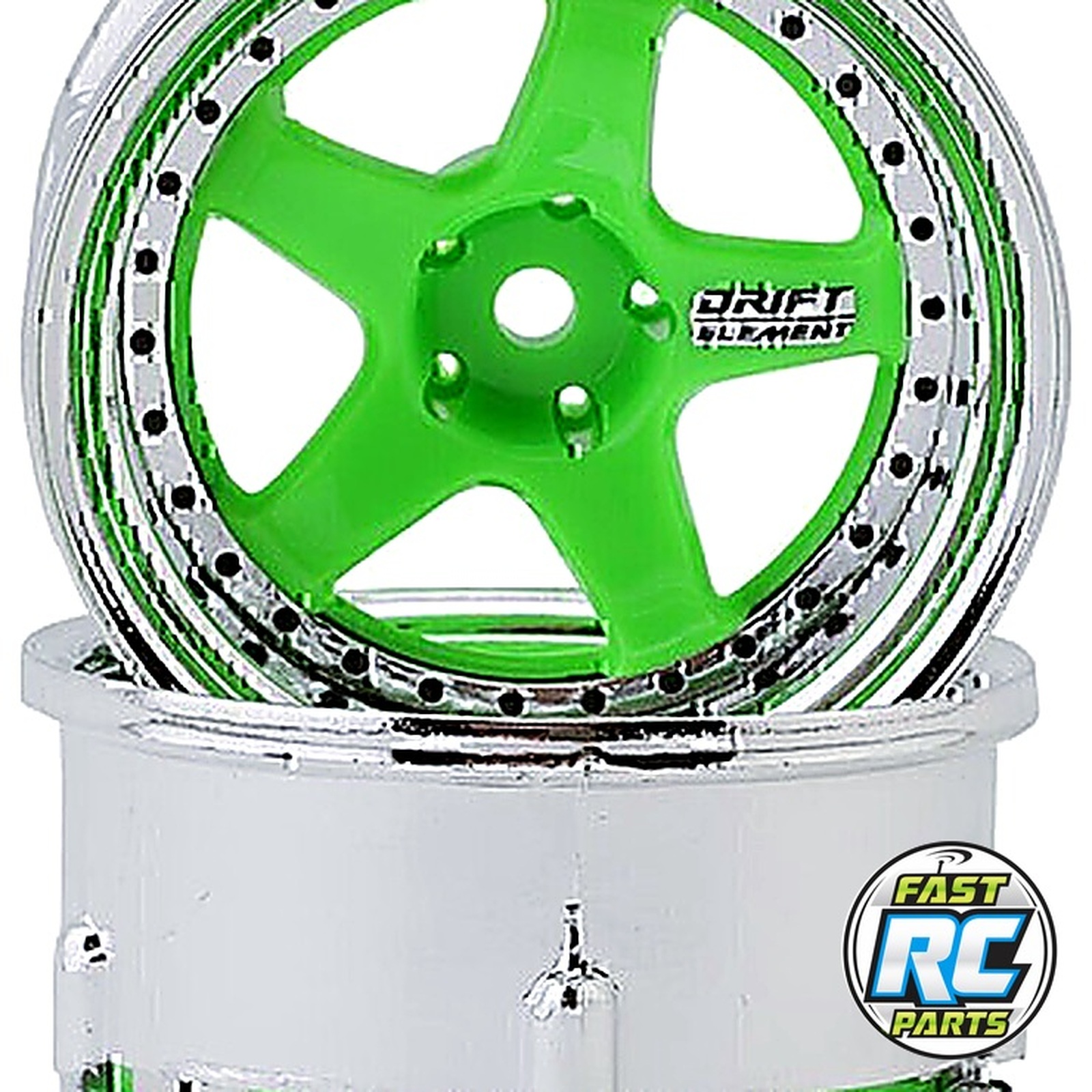 Drift Element 5 Spokes Drift Wheel Flu Green/Chrome Lip/Blk rivt