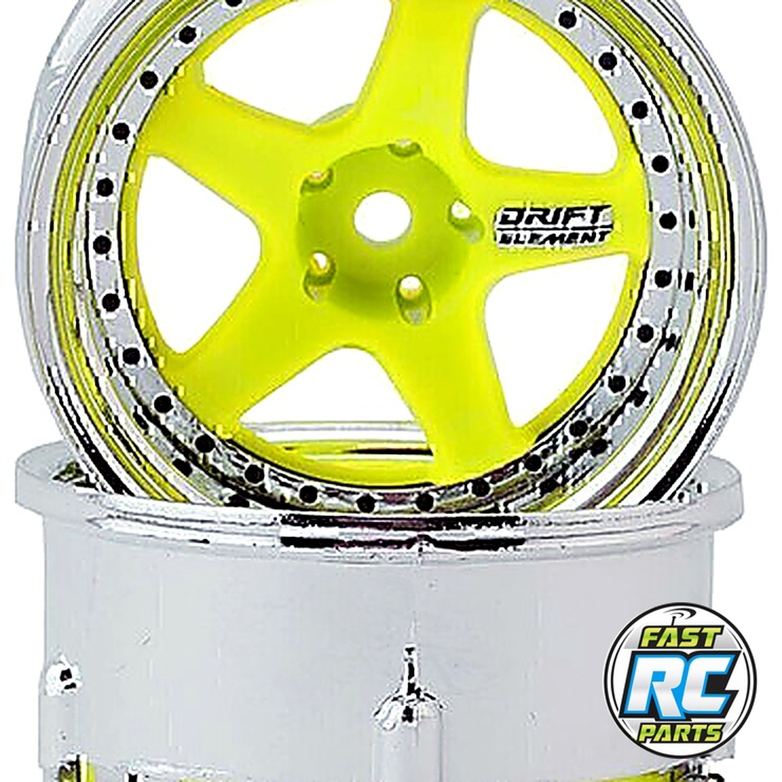 Drift Element 5 Spokes Drift Wheel (Flu Yellow/Chrome Lip/Black)