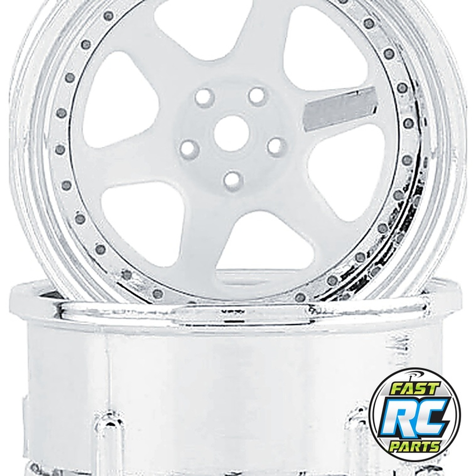 Drift Element 6 Spoke Drift Wheels (White & Chrome) (2)