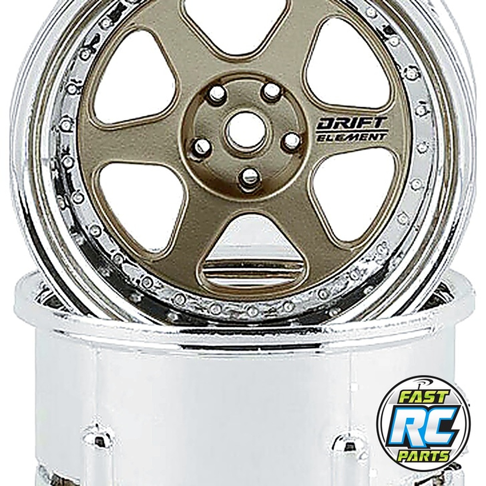 Drift Element 6 Spoke Drift Wheels (Gold & Chrome) (2)
