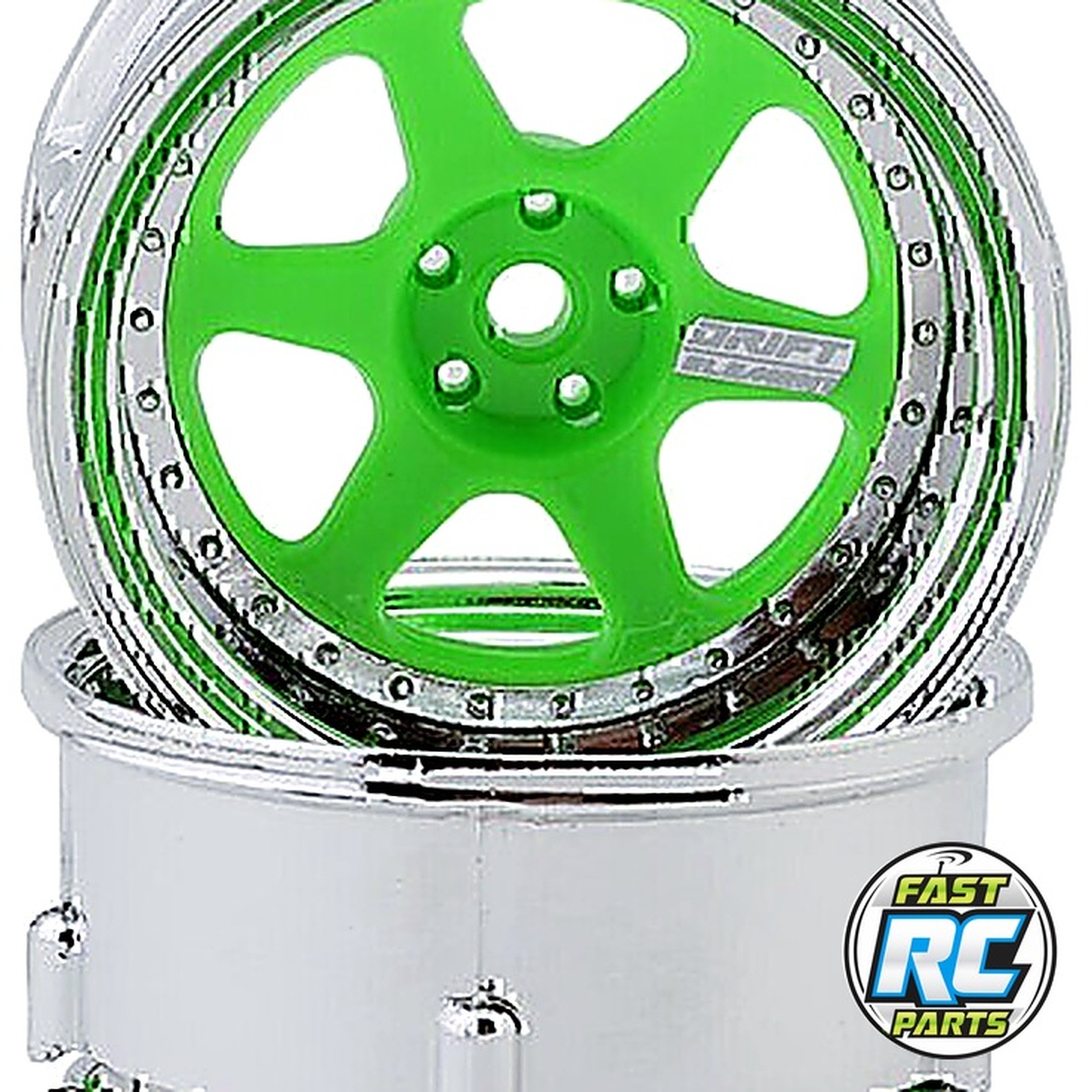 Drift Element 6 Spokes Drift Wheel (Flu Green/Chrome Lip & Rivet)