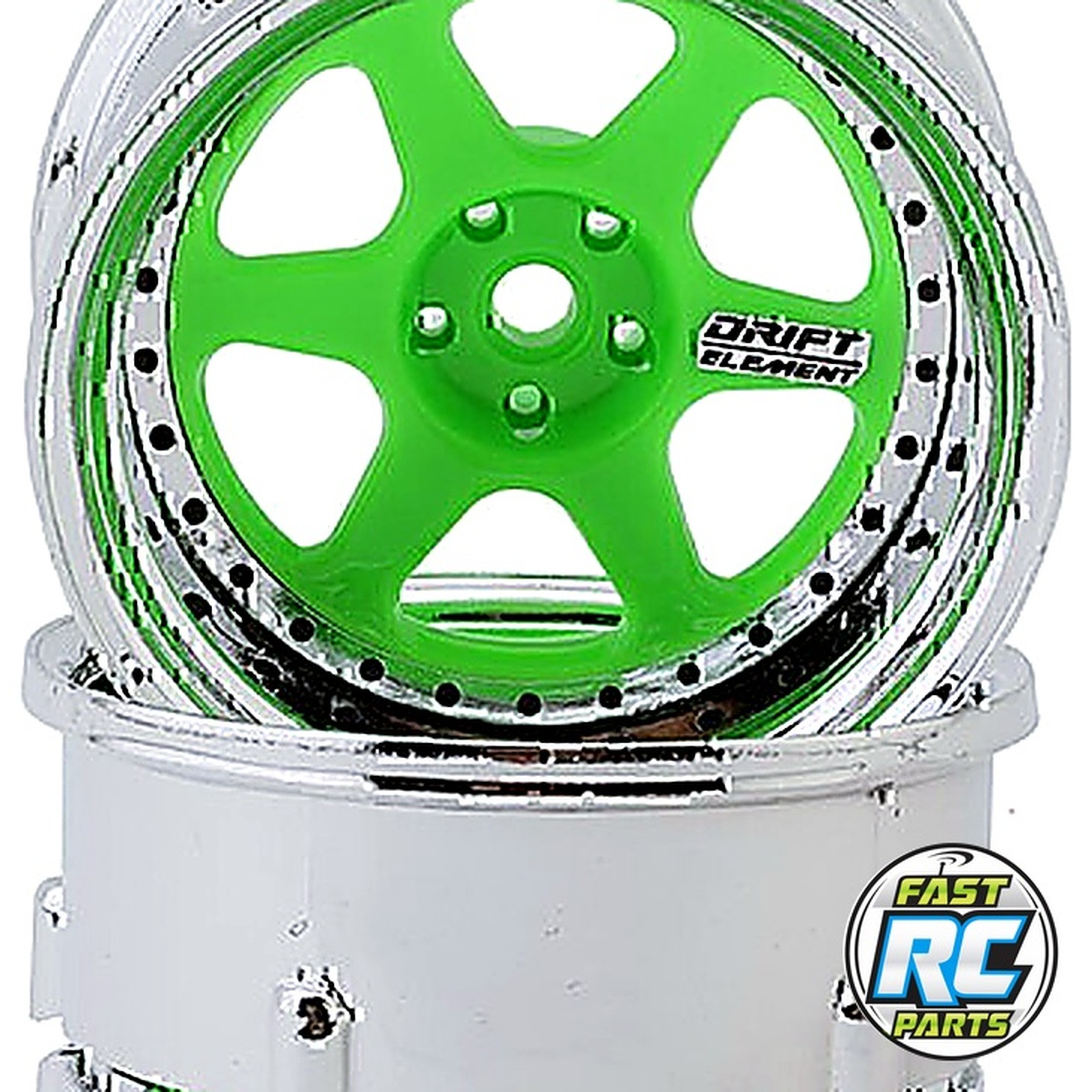 Drift Element 6 Spokes Drift Wheel (Flu Green/Chrome Lip/Black R)