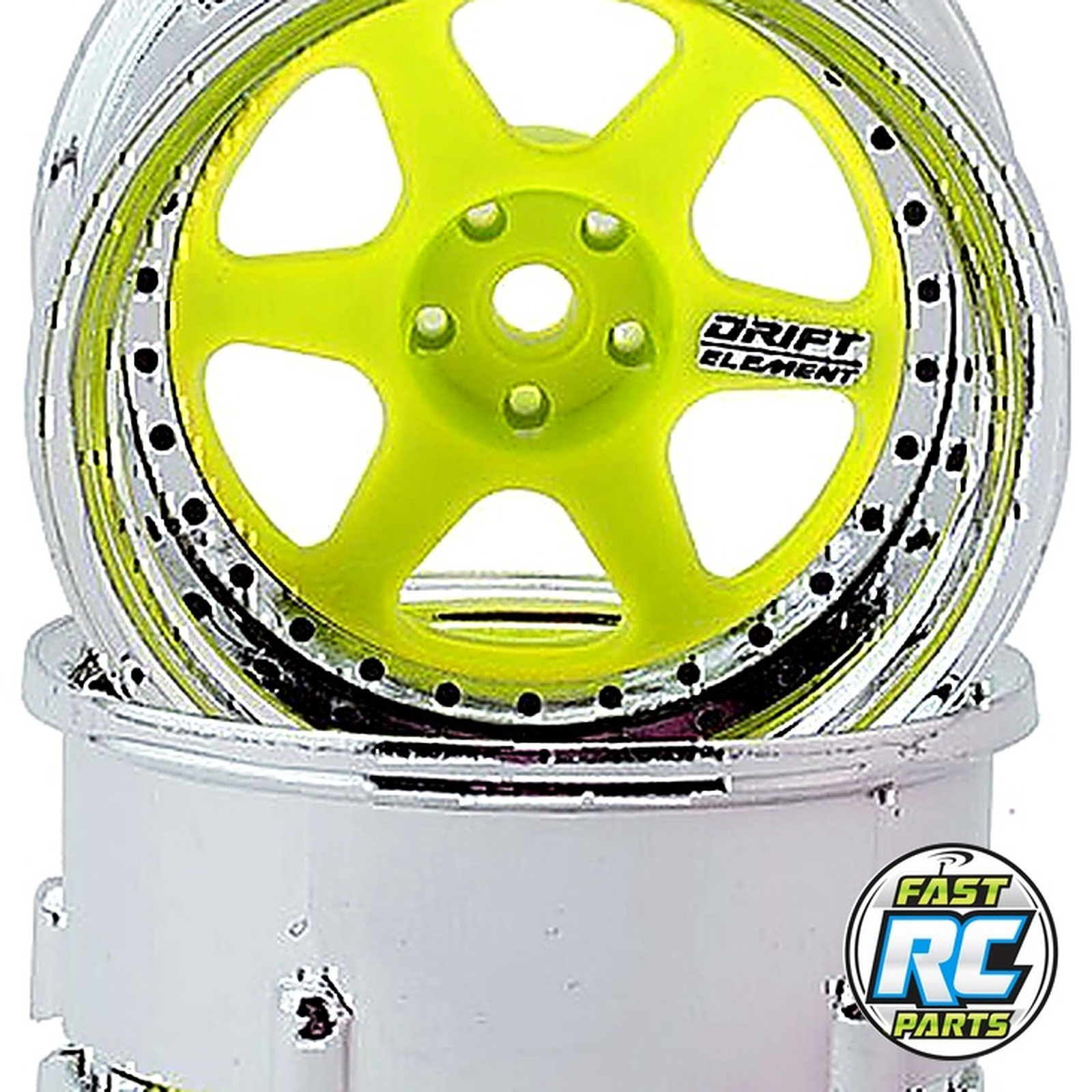 Drift Element 6 Spokes Drift Wheel (Flu Yellow/Chrome Lip/Black)