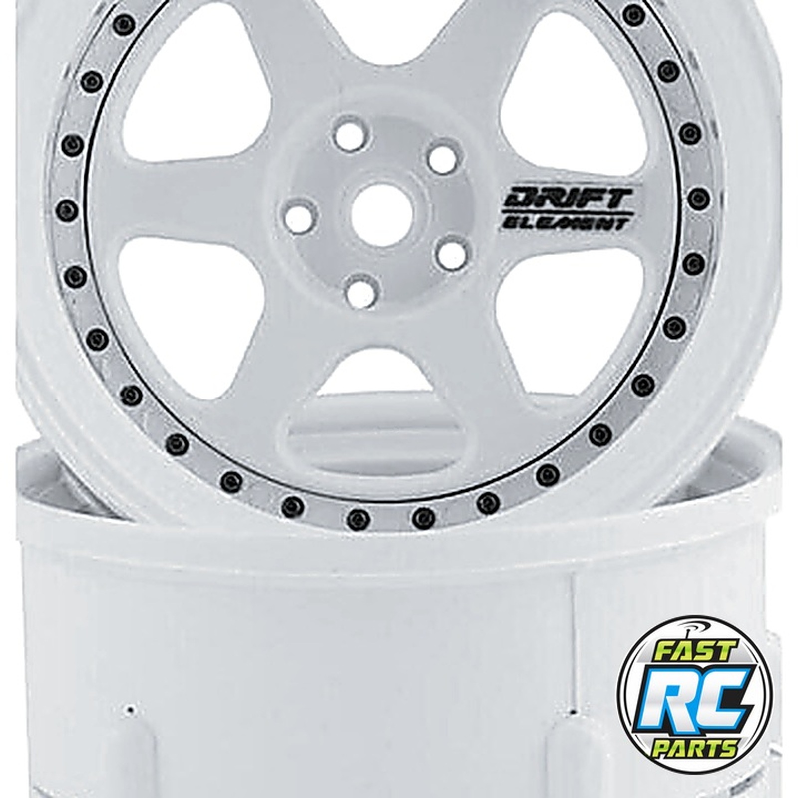Drift Element 6 Spoke Drift Wheels (Triple White w/Black Rivets)