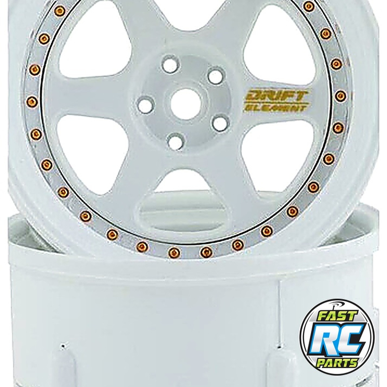 Drift Element 6 Spoke Drift Wheels (Triple White w/Gold Rivets)