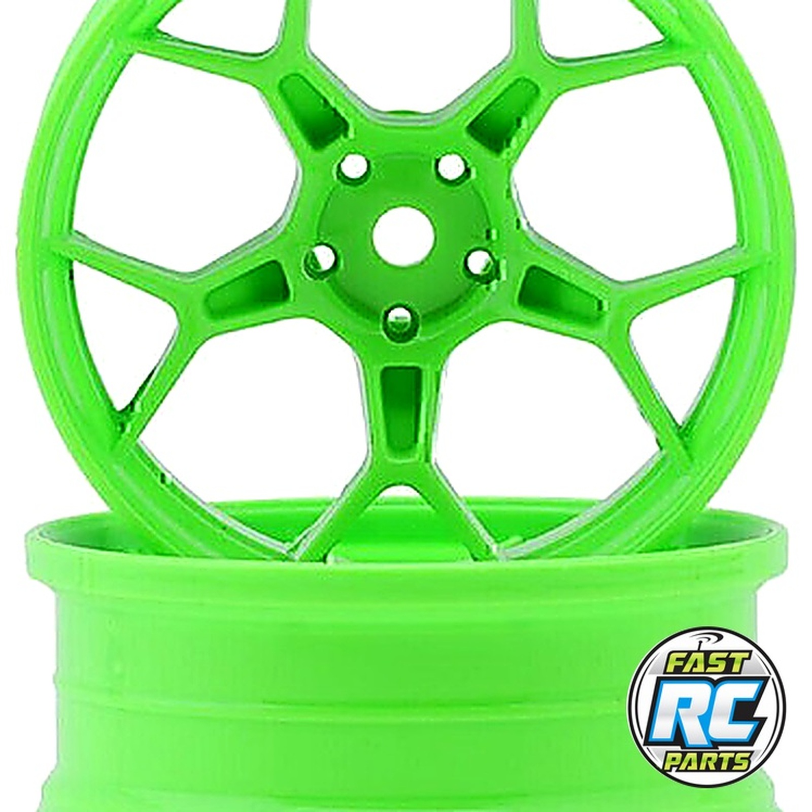 Feathery Split Spoke Drift Wheels (Flu Green) (2) (8mm Offset)