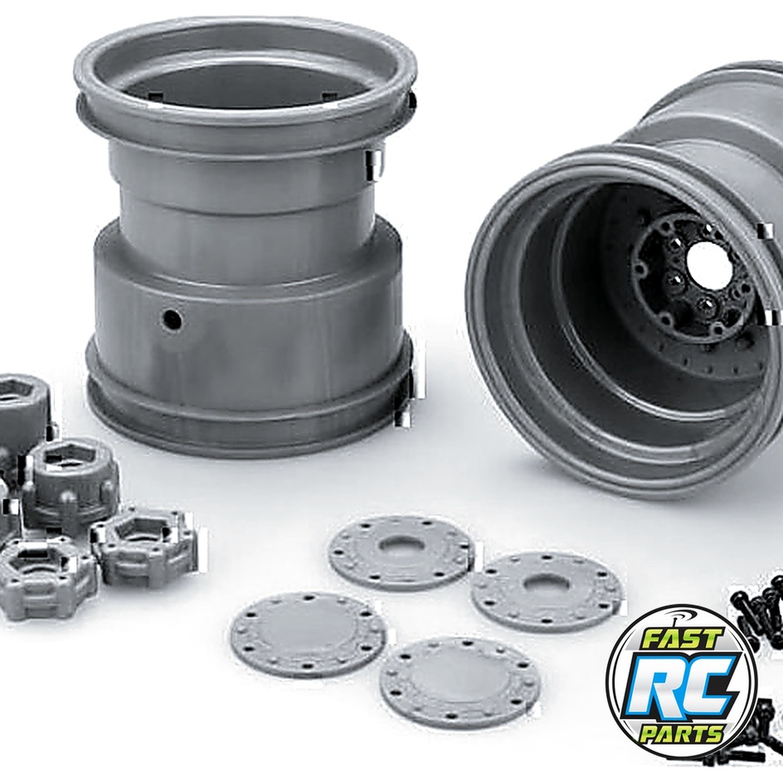 Tribute 73's - 3.2 x 3.6 Monster Truck wheel w/ adaptors gray /
