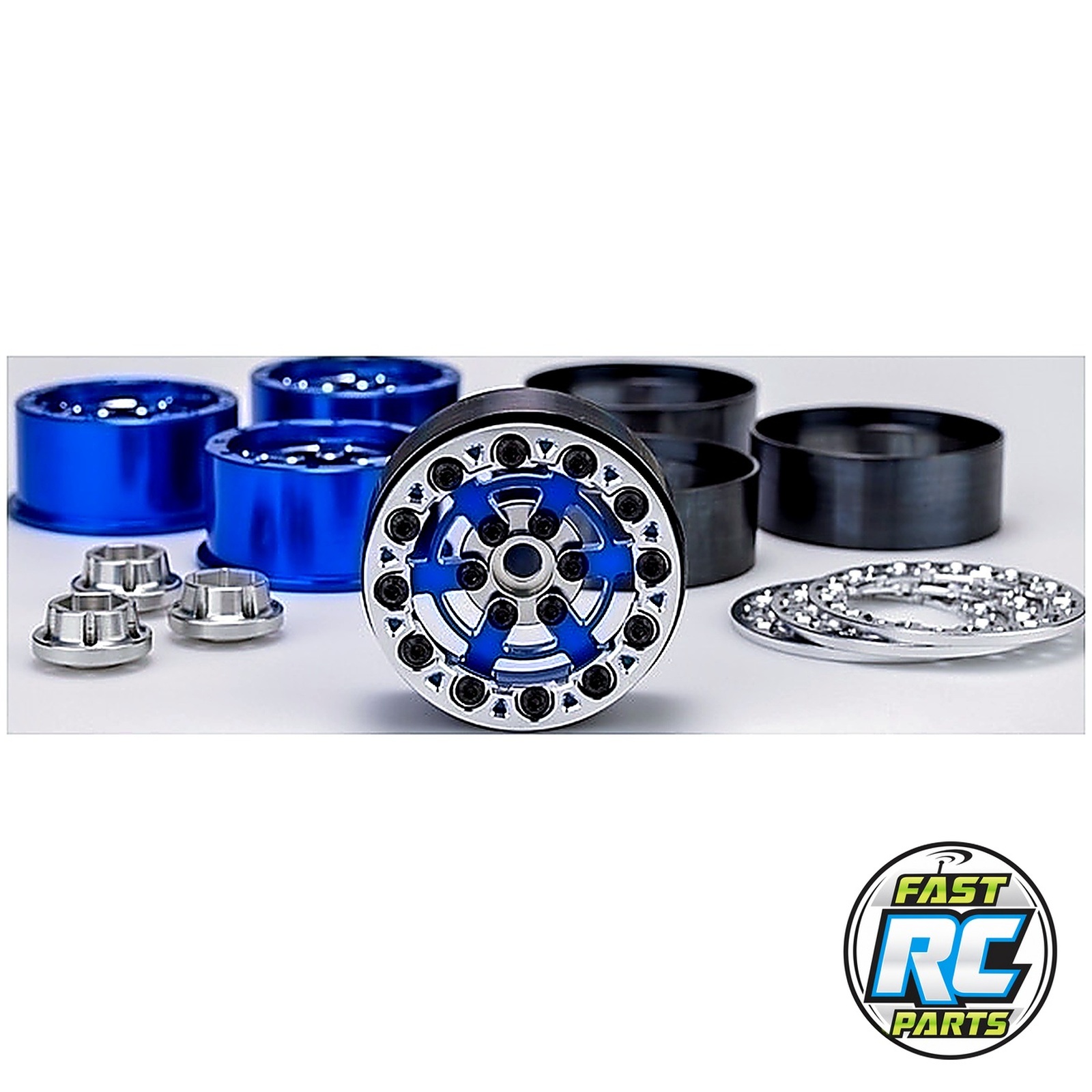 Bulls Eye - 2.0 6 Slot Crawler Wheel Blue W/ Silver Chamfer And