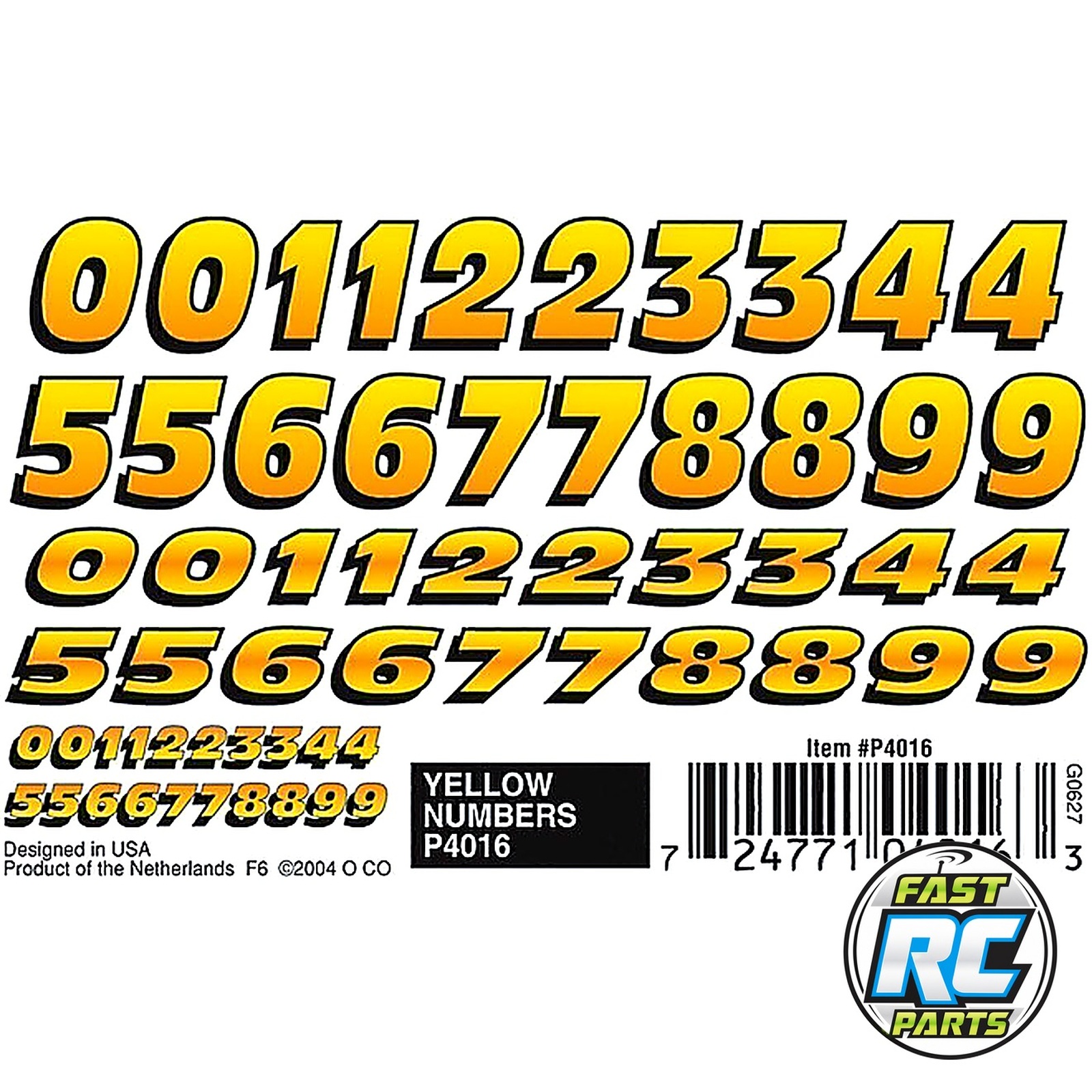 Dry Transfer Yellow Numbers