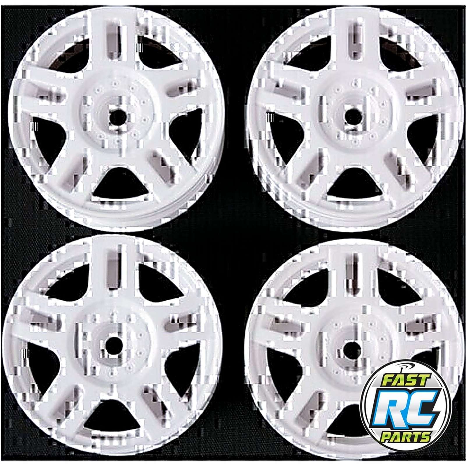 RC White Split 5-Spoke Wheels - 26mm Width/+2 Offset (4 Pieces)