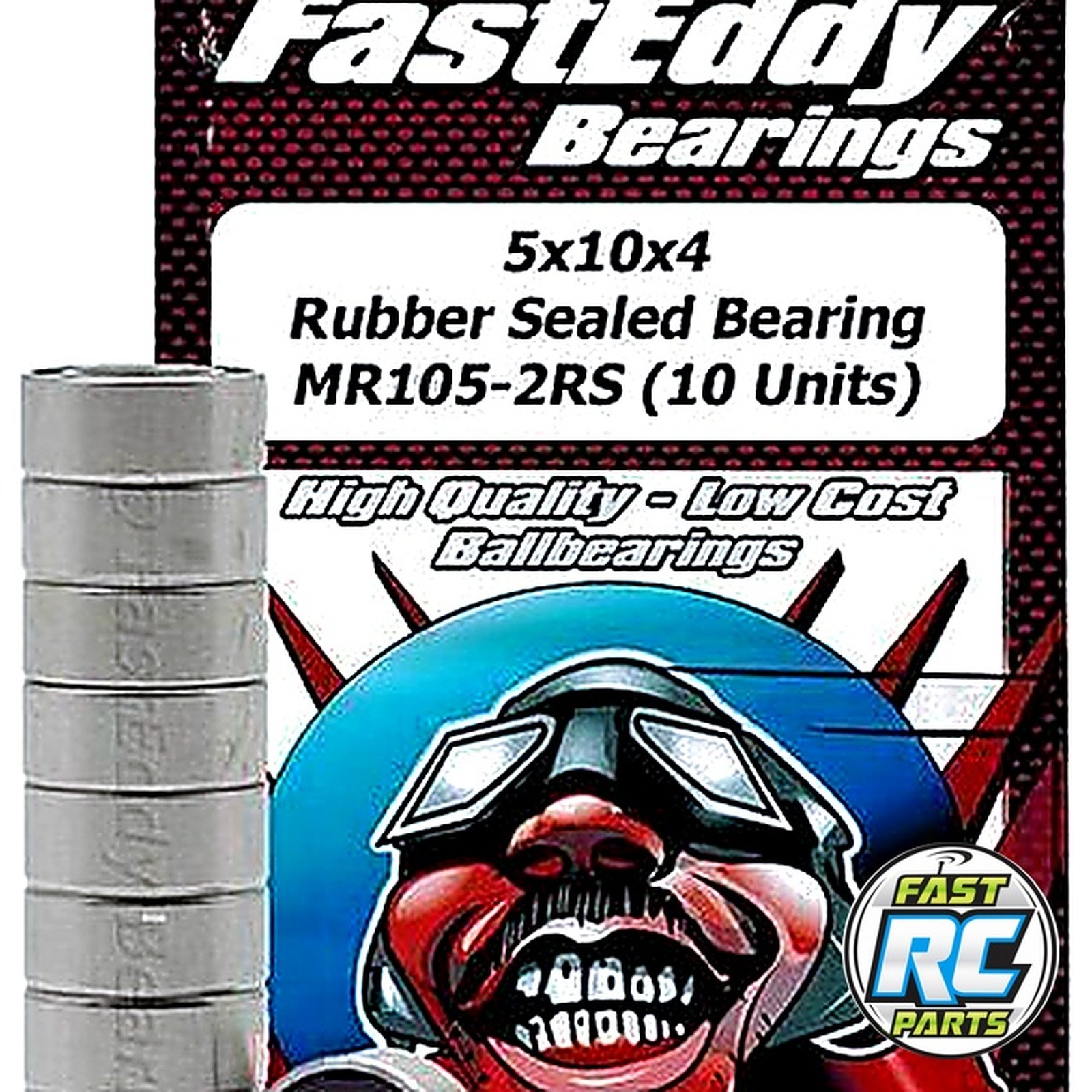 Tamiya 1050 Rubber Sealed Replacement Bearing 5x10x4, 10 Units